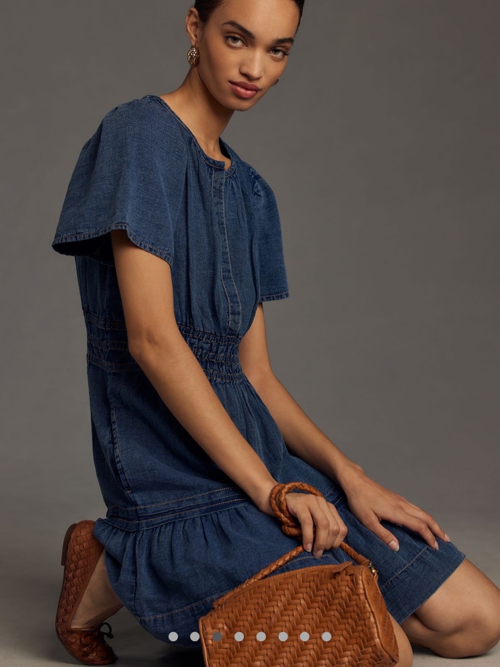 Anthropologie Somerset Mini Denim Blue Smocked-Waist Dress, 1x , worn once - Picture 8 of 9